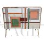 Credenza mobile bar design a due ante in vetro multicolore