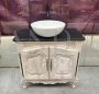 Toilette mobile da bagno vintage in stile Luigi XV in legno laccato shabby                            