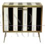 Credenza con strisce di vetro bianco e nero                            