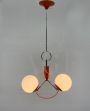 Lampadario pendente arancione attr. Stilnovo                            