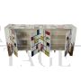 Credenza in vetro stile Mondrian con maniglie a forma di pesce