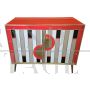 Credenza a due ante in vetro rosso e ottone dorato                            