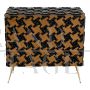 Credenza con due ante in vetro specchiato e nero pied de poule                            