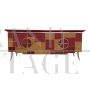 Credenza design a 4 ante in vetro rosso bordeaux e specchio