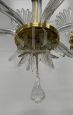Lampadario Seguso in vetro di Murano trasparente e ottone