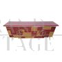 Credenza design a 4 ante in vetro rosso bordeaux e specchio