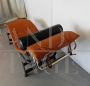 Chaise longue di ispirazione Bauhaus in pelle marrone cognac, anni '80