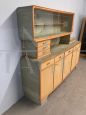 Grande credenza buffet anni '60 bicolore verde e stampato legno