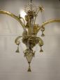 Lampadario in vetro di Murano ambrato attr. A.V.E.M.