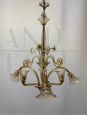 Lampadario in vetro di Murano ambra vintage attr. Seguso                            