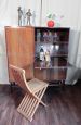 Credenza highboard vintage in stile scandinavo con vano bar, anni '50