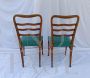 Set di 4 sedie anni '50 in legno di castagno e skai verde