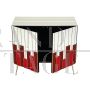 Credenza a due ante design in vetro bianco e rosso, anni '80