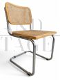 Sedia B32 di Marcel Breuer in legno chiaro e paglia di Vienna                            