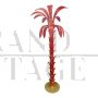 Piantana a forma di palma in vetro di Murano rosso