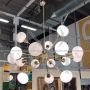 Lampadario Sputnik in ottone con sfere di vetro