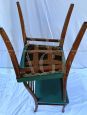 Set di 4 sedie anni '50 in legno di castagno e skai verde