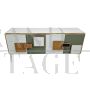 Credenza madia design con ante in vetro multicolore, anni '80                            