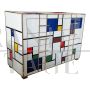 Comò in vetro di Murano multicolore stile Mondrian con 4 cassetti