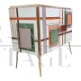 Credenza mobile bar design a due ante in vetro multicolore