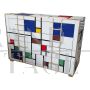 Comò in vetro di Murano multicolore stile Mondrian con 4 cassetti