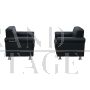 Coppia di poltrone design contemporanee in pelle nera - V-0100