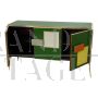 Credenza a tre ante rivestita in vetro multicolore