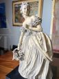 Scultura di dama anni '40 in terracotta patinata firmata Tomuti