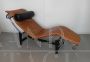 Chaise longue di ispirazione Bauhaus in pelle marrone cognac, anni '80