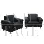 Coppia di poltrone design contemporanee in pelle nera - V-0100