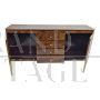 Credenza moderna in stile art déco in radica e ottone