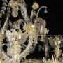 Lampadario in vetro di Murano dorato in stile Rezzonico