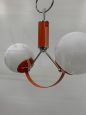 Lampadario pendente arancione attr. Stilnovo                            