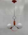 Lampadario pendente arancione attr. Stilnovo                            