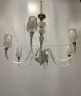 Lampadario attr. Seguso in vetro di Murano sabbiato a 6 braccia                            