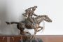 Scultura di bronzo antica con bersagliere a cavallo di fine '800                            