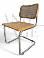 Sedia B32 di Marcel Breuer in legno chiaro e paglia di Vienna                            