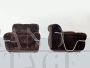 Coppia di poltrone Wopps di Ernesto Radaelli in vellutino marrone, 1970                            
