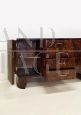 Credenza buffet Art Déco in radica con cassetti e sportelli