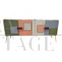 Credenza madia design a 4 ante in vetro multicolore                            