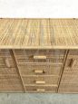 Credenza in midollino e giunco anni '70                            