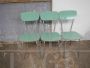 Set di 6 sedie da pranzo vintage in formica verde, anni '60