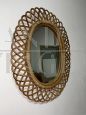 Specchio in vimini a raggiera di Franco Albini per Bonacina                            