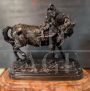 T. Gechter - Scultura di cavallo da tiro in bronzo dell'800