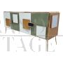 Credenza madia design con ante in vetro multicolore, anni '80