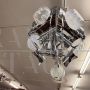 Lampadario Mazzega in vetro di Murano e acciaio