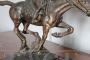 Scultura di bronzo antica con bersagliere a cavallo di fine '800