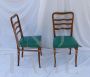 Set di 4 sedie anni '50 in legno di castagno e skai verde