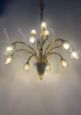 Lampadario attr. Venini anni '30 in vetro di Murano ambrato                            