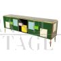 Credenza madia a 5 porte in vetro verde